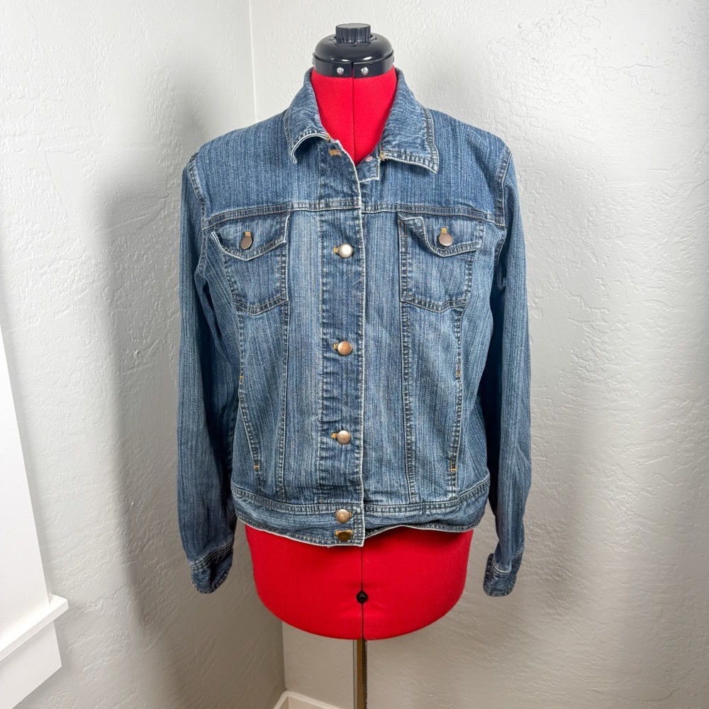IZOD Classic Blue Denim Y2K Stretch Western Jean Jacket Size L